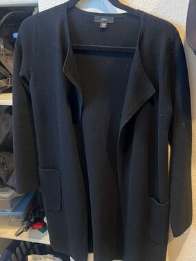 J. Crew Black Open-Front Cardigan with Patch Pockets